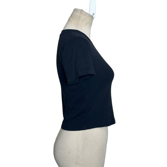TNA black short sleeves crop fitted T shirt size Medium - Picture 13 of 14